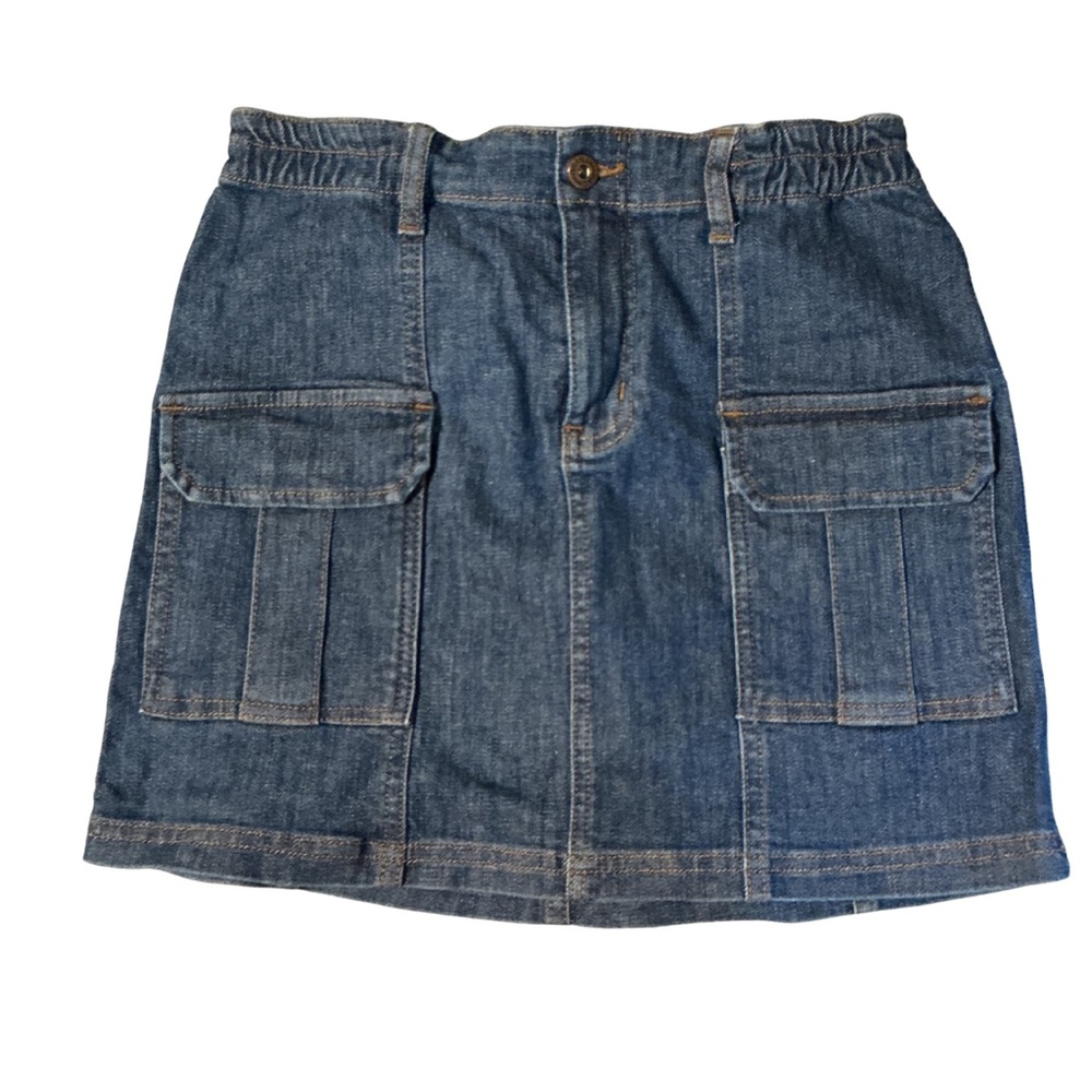 Denim Cargo Pocket Mini Skirt - Classic Blue